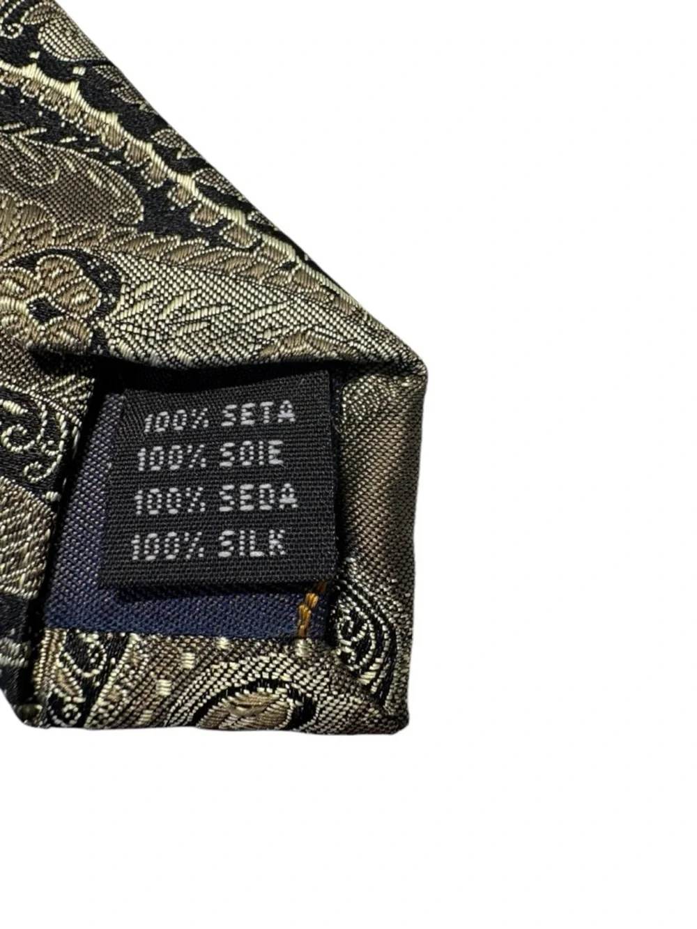 Men's Paisley Silk Tie in Olive Green and Black